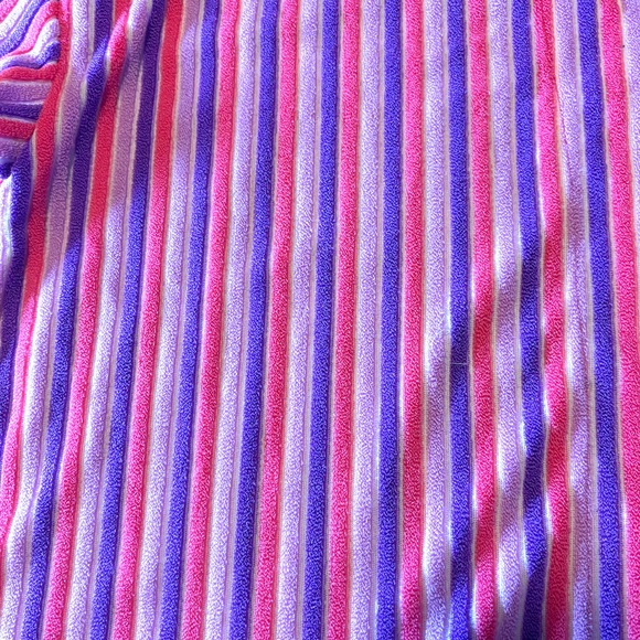 Pink, purple and blue terry short sleeve button up shirt NWT - Picture 3 of 9